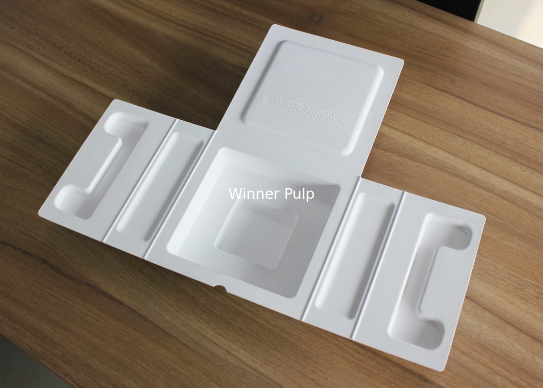 Foldable Thermoformed Moulded Pulp Tray Green Debossed Embossed